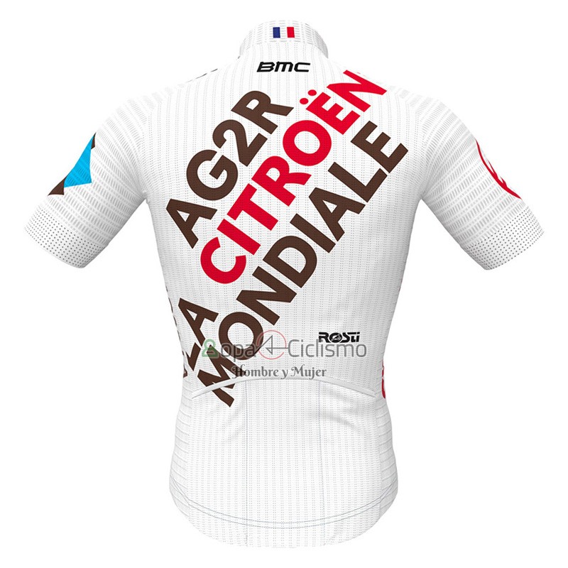 Ag2r Citroen Team Ropa Ciclismo Culotte Corto 2023 Mangas Cortas Blanco Negro
